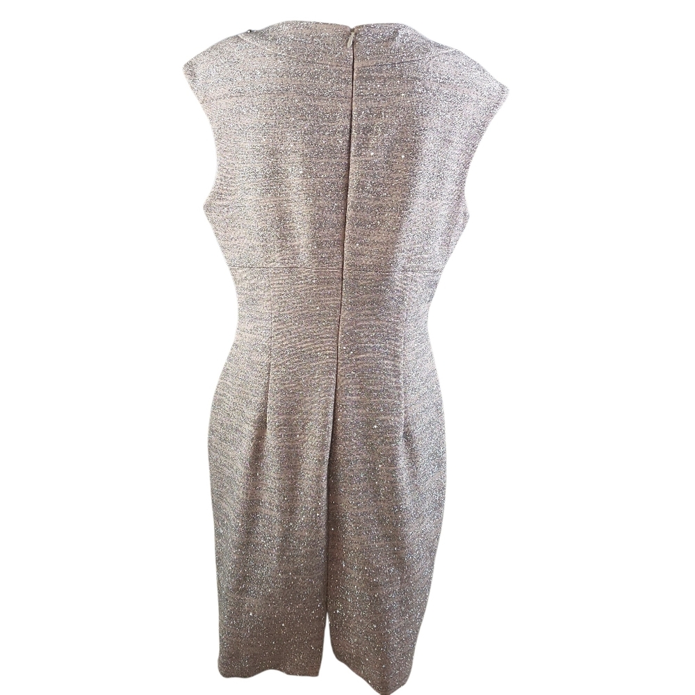 Eliza J Silver Metallic Glitter Sleeveless Cocktail Sheath Dress 12 NWOT Summer - Picture 5 of 8
